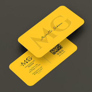 Carte De Visite Initiales de marketing minimales Jaune Professionn