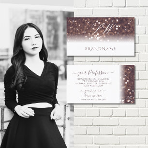 Carte De Visite Initiales de Parties scintillant brillante en or r