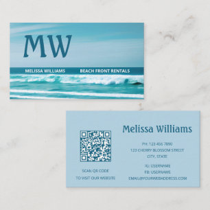 Carte De Visite Initiales des vagues océaniques du code QR