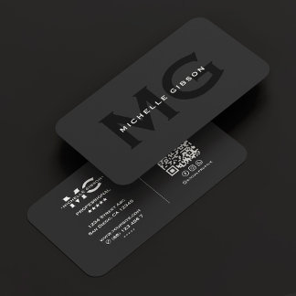 Carte De Visite Initiales en noir Monogramme professionnel moderne