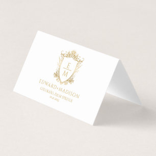 Carte De Visite Initiales Mariage or & Mariage Floral Crest
