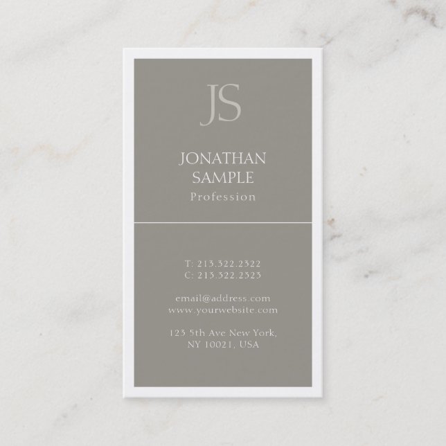 Carte De Visite Initiales modernes Élégant Chic Modèle Professionn (Devant)