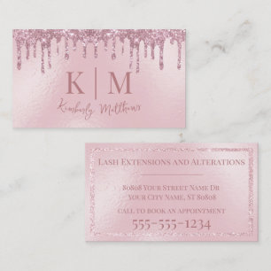 Carte De Visite Initiales Monogrammes de Parties scintillant rose-