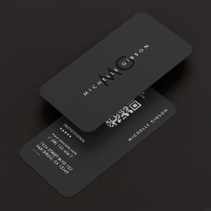 Carte De Visite Initiales noires modernes minimes simples et profe