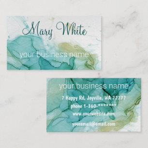 Carte De Visite Ink Cloud Swirl tendance moderne Turquoise vert ol
