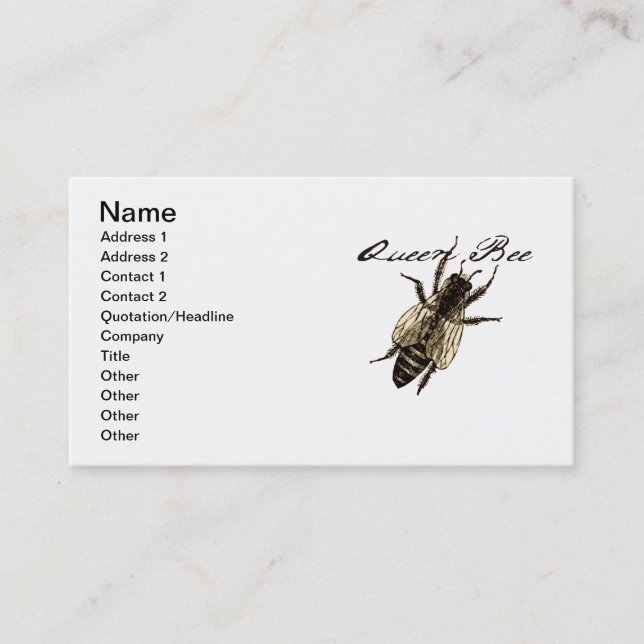 Carte De Visite Insecte de la faune de l'abeille Queen (Devant)