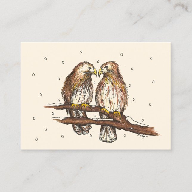 Carte De Visite Inséparable des Hawks à queue rouge observant l'hi (Devant)