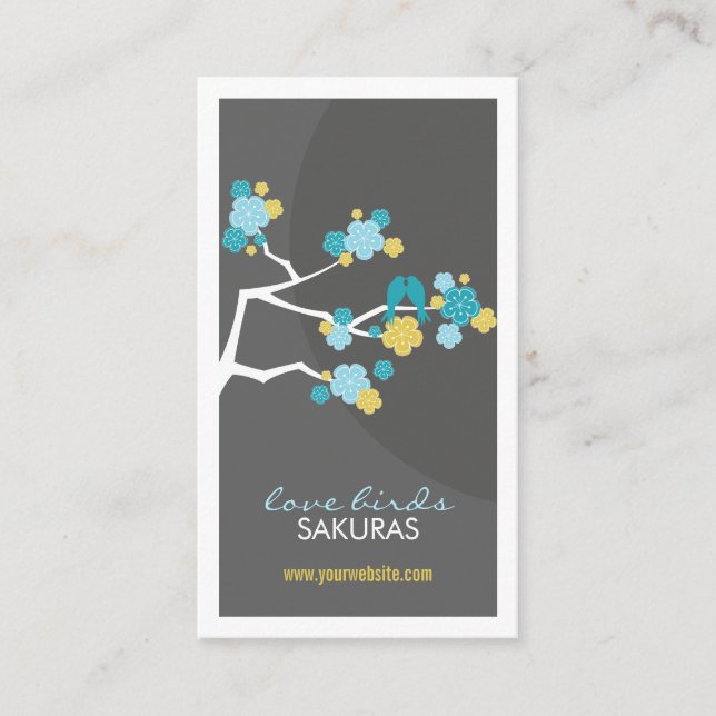 Carte De Visite Inséparables de fleurs de cerisier Branche des fle (Devant)