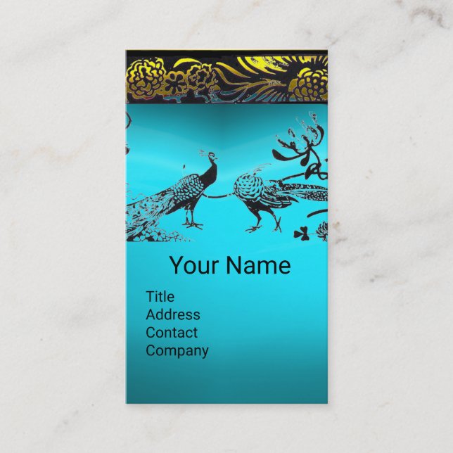 Carte De Visite INSÉPARABLES mariages Gold Aqua Blue Gem Monogramm (Devant)