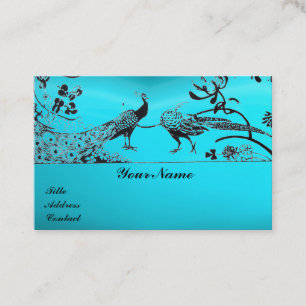 Carte De Visite INSÉPARABLES mariages / PEACOCKS Black Blue Turquo