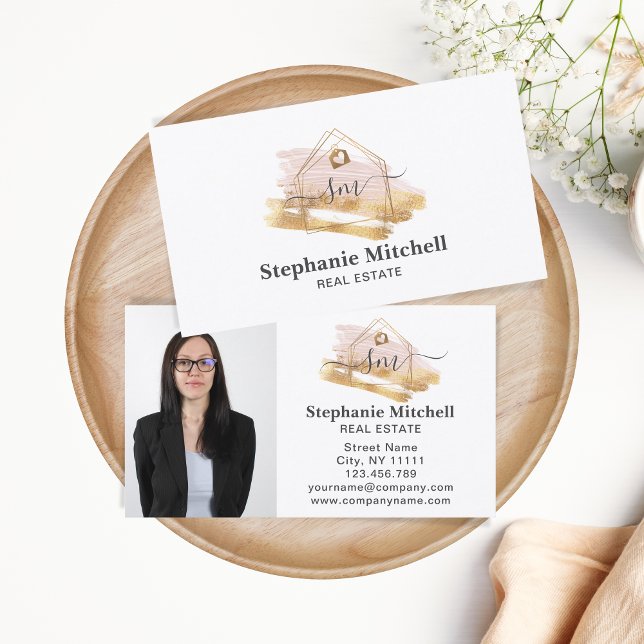 Carte De Visite Insérer une photo Réaliseur immobilier Clé Maison  (Créateur téléchargé)