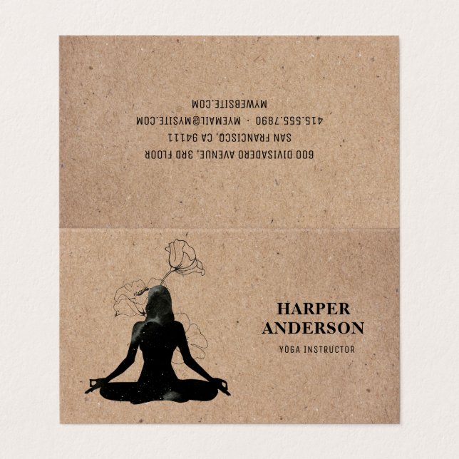 Carte De Visite Inspiration Yoga Instructeur Professionnel  (Extérieur déplié)