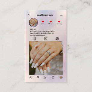 Carte De Visite Instagram du Salon moderne de ongle Qr Code Hologr