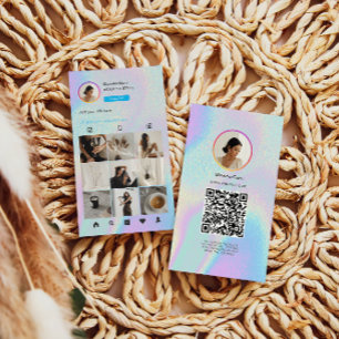 Carte De Visite Instagram Holographic QR Code 10 Grille photo