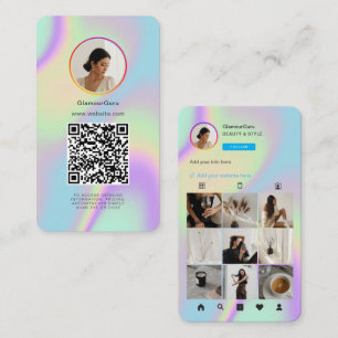 Carte De Visite Instagram Holographic QR Code 10 Grille photo