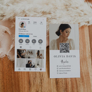 Carte De Visite Instagram Light Thème QR Code 7 Photo Social Media