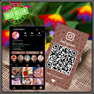 Carte De Visite Instagram Nail Salon Terracotta QR Code Média So