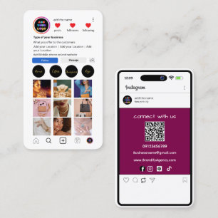 Carte de visite Instagram personnalisé médias so
