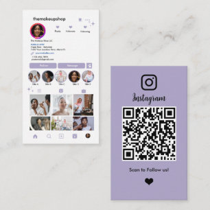Carte De Visite Instagram QR Code Social Media Lavender