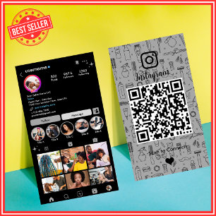 Carte de visite Instagram QR Salon Gris Ardoise Mo