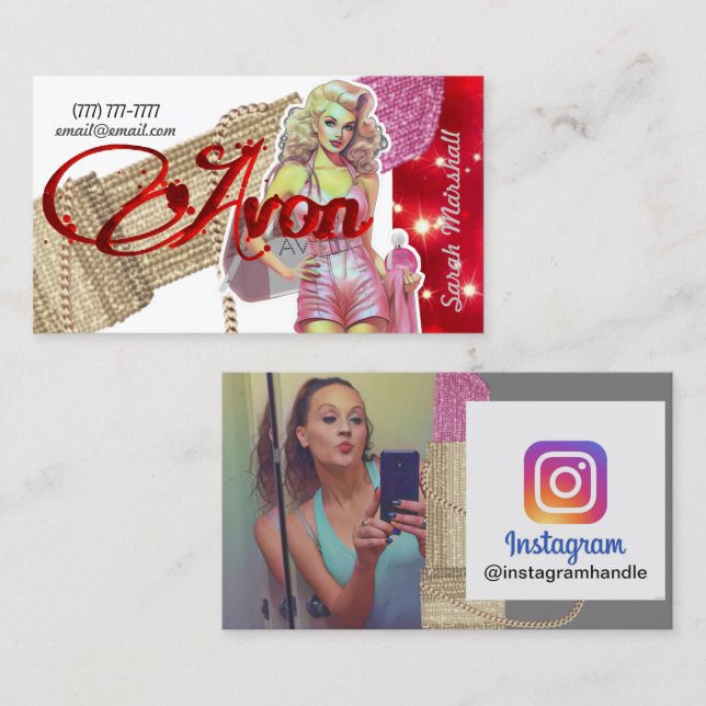 Carte de visite Instagram représentant Avon (Devant / Derrière)