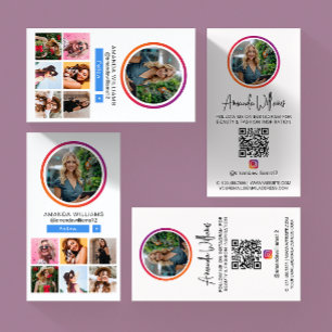 Carte De Visite Instagram Social Media Follow Me Photo QR Code