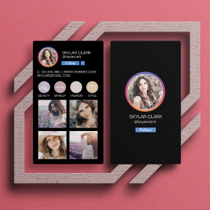 Carte De Visite Instagram Social Media Suivez-moi Grille photo Noi
