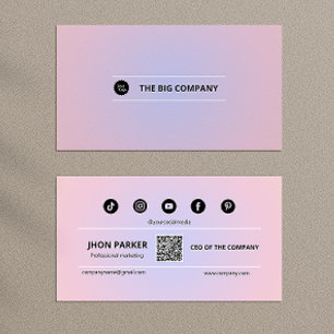Carte De Visite Instagram Suivez-Nous Qr Code Rose Moderne