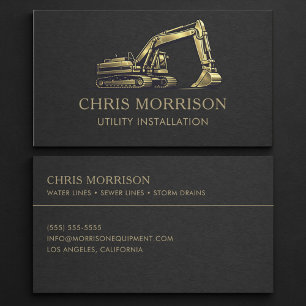 Carte De Visite Installateur de services publics Excavatrice Profe