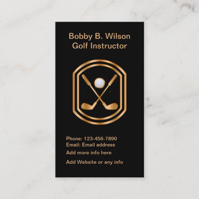 Carte De Visite Instructeur chic de golf (Devant)