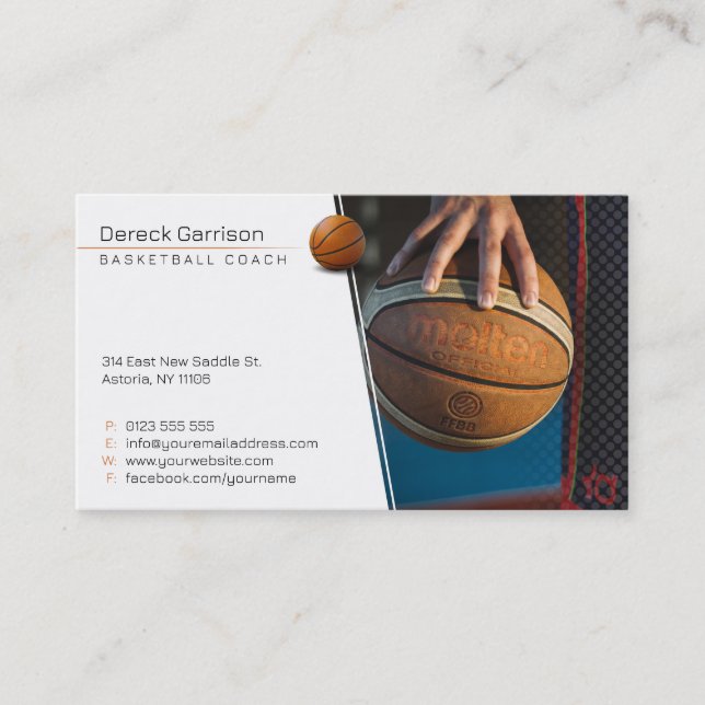 Carte De Visite Instructeur de basket-ball | Coach | Formateur (Devant)