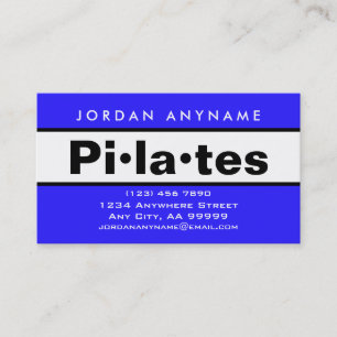Carte De Visite Instructeur de classe Pilates Gras Bleu et Blanc