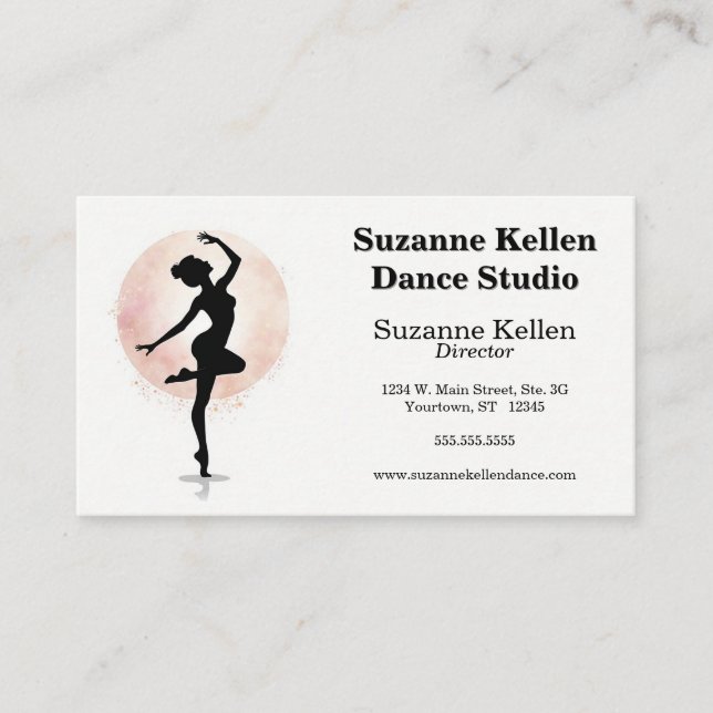 Carte De Visite Instructeur de danse danseuse et Pleine lune (Devant)