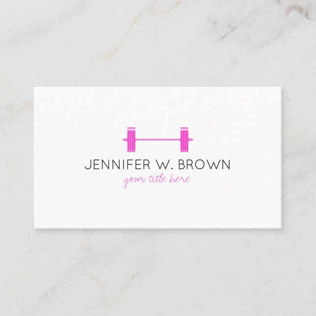 Carte De Visite Instructeur de fitness Pink Dumbell (Devant)