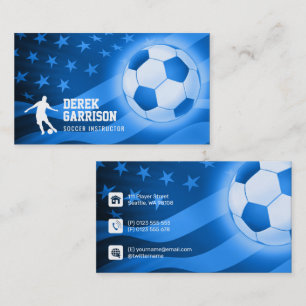 Carte De Visite Instructeur de football Bleu Coach
