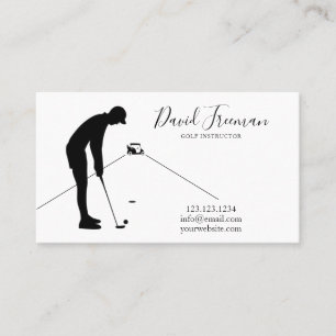 Carte De Visite Instructeur de golf blanc Silhouette simple