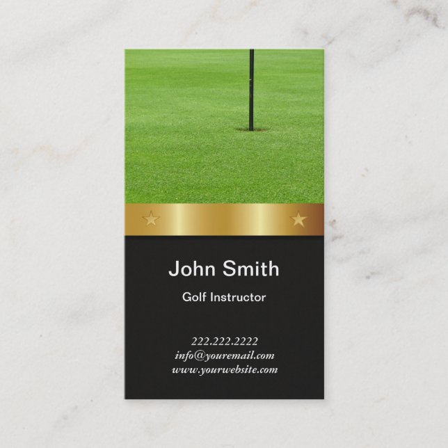 Carte De Visite Instructeur de golf Ceinture d'or moderne (Devant)