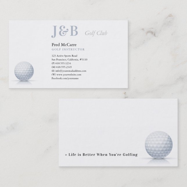 Carte De Visite Instructeur de golf | Meilleur Club (Devant / Derrière)