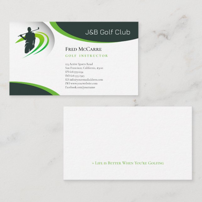 Carte De Visite Instructeur de golf | Meilleurs sports (Devant / Derrière)