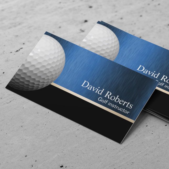 Carte De Visite Instructeur de golf Professional Blue Metal Sport (Créateur téléchargé)