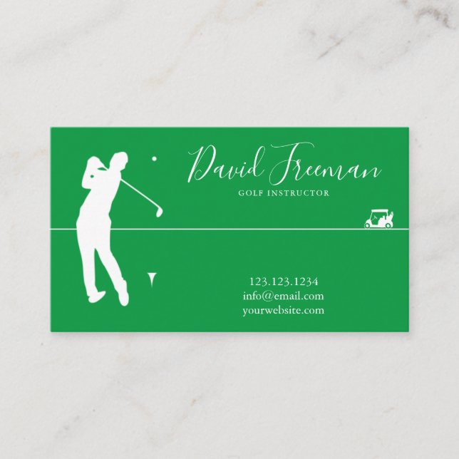 Carte De Visite Instructeur de golf Simple Swing Silhouette Green (Devant)