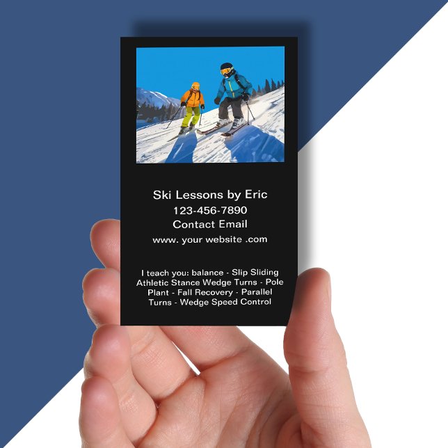 Carte De Visite Instructeur de leçons de ski en pente (Créateur téléchargé)