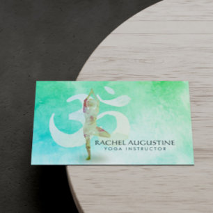 Carte De Visite Instructeur de méditation Aquarelle Yoga Pose Om S