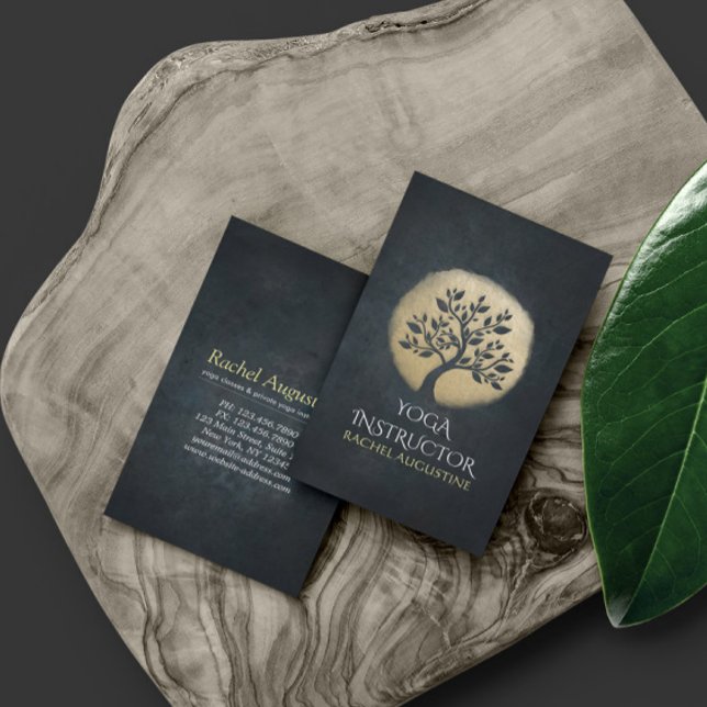 Carte De Visite Instructeur de méditation Yoga Studio Black Gold T (Créateur téléchargé)