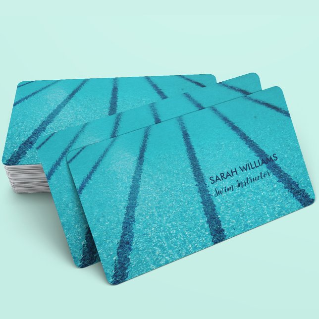 Carte De Visite Instructeur de piscine Blue Lanes Entraîneur de na (Créateur téléchargé)