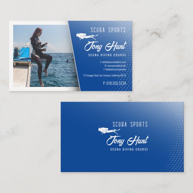 Carte De Visite Instructeur de plongée | Frogman | Sports nautique (Devant / Derrière)