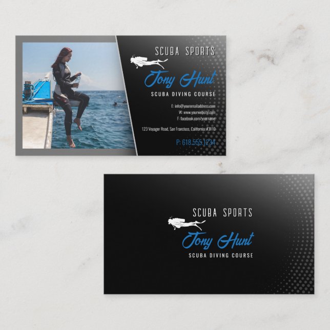 Carte De Visite Instructeur de plongée | Frogman | Sports nautique (Devant / Derrière)