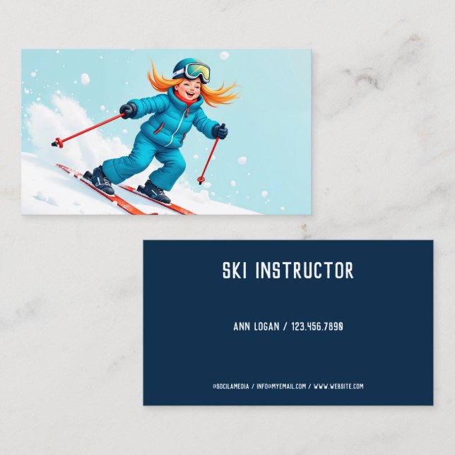 Carte De Visite Instructeur de ski (Devant / Derrière)