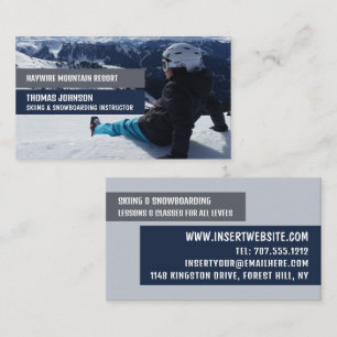 Carte De Visite Instructeur de ski Portrait, Skier & Snowboarder