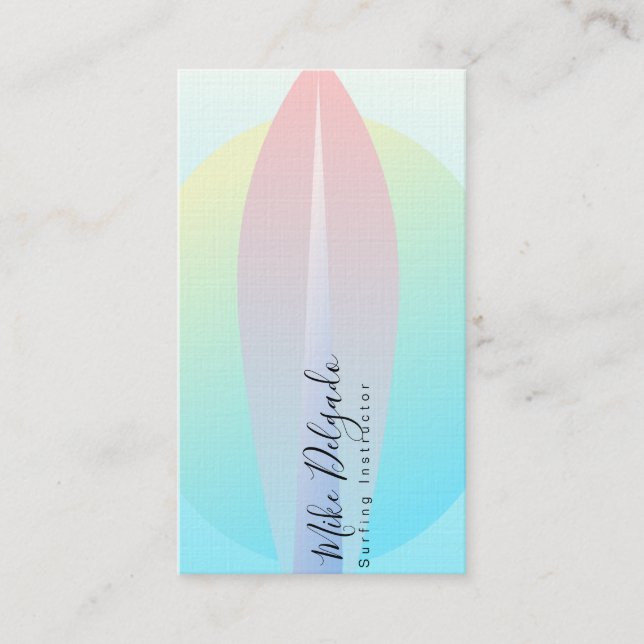 Carte De Visite Instructeur de surf Ombre Surf Board Sunset Pink (Devant)